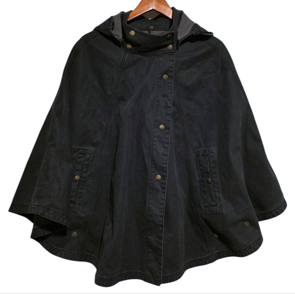 Poetry Cotton Canvas Poncho Cape in Charcoal Size 8/10 NWT